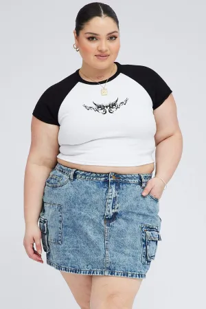 Denim Mini Skirt Denim Cargo Pocket Comfort Mood