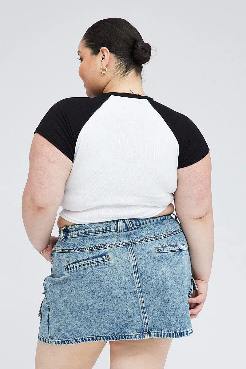 Denim Mini Skirt Denim Cargo Pocket Foldable Packability