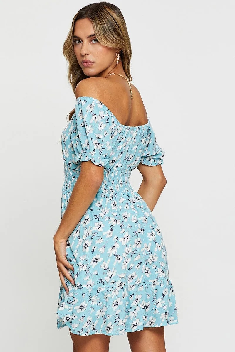 Stage Warm Bold Fashion Print Mini Dress Short Sleeve