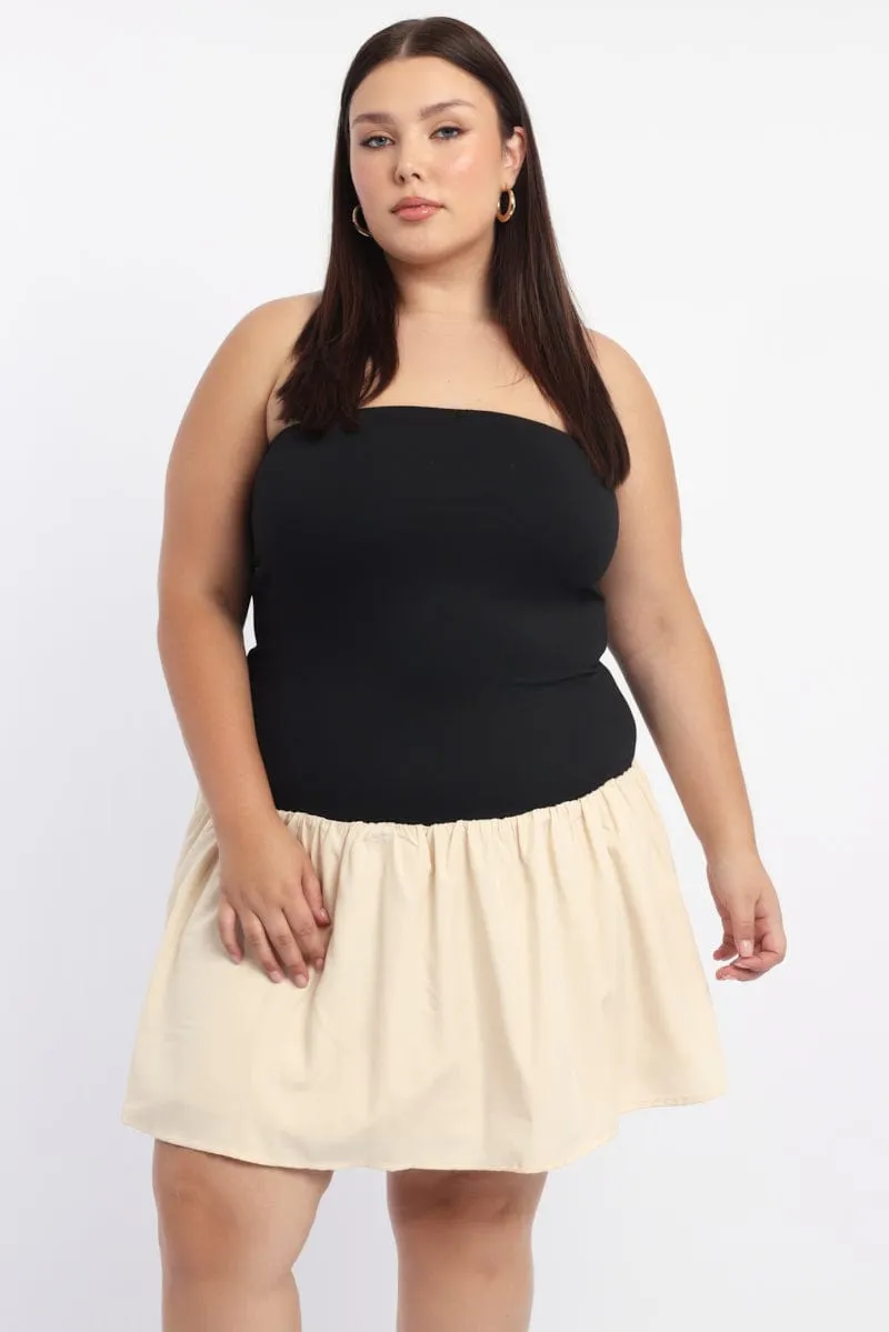 Summer Ready Relaxed mini for events Black Strapless Two Tone Mini Dress