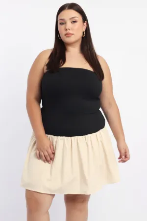 Summer Ready Relaxed mini for events Black Strapless Two Tone Mini Dress