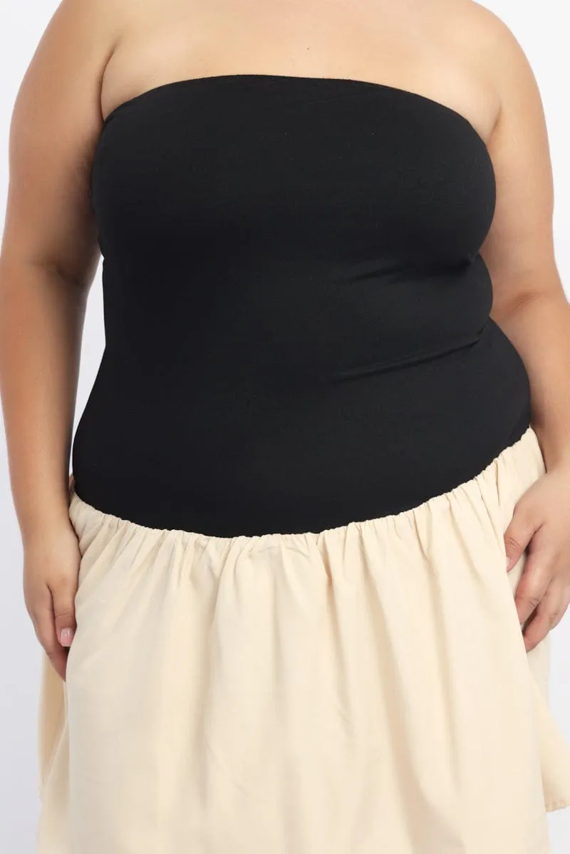 Mini dress with bold colors Shine Glow Black Strapless Two Tone Mini Dress