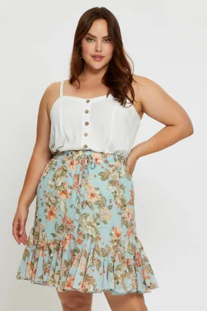 Floral Print Mini Wrap Skirt Ruffle Hem Stylist Pick button detail