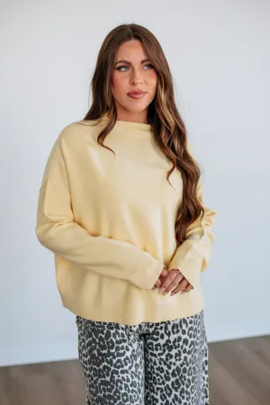Marci Mock Neck Sweater Simple Knit Resilient Stretch Fabric