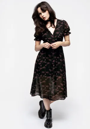 Judas V-Neck Button Midi Dress Artistic Vibe