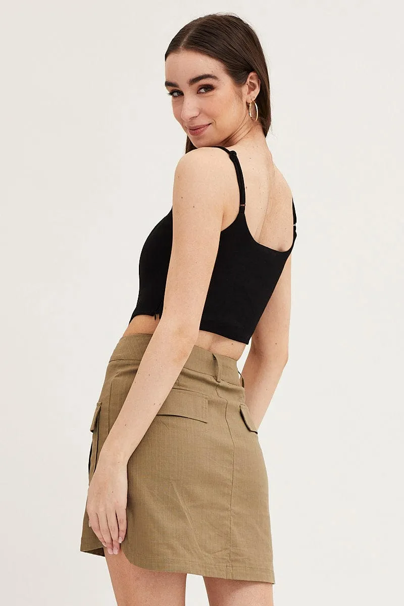 Chill Vibe Green Mini Skirt High Rise Utility