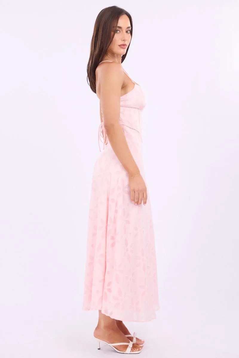 Pink Maxi Dress Jacquard Lace Perfect for warmer months this dress provides a light and breezy fit without sacrificing style Kimono Arm