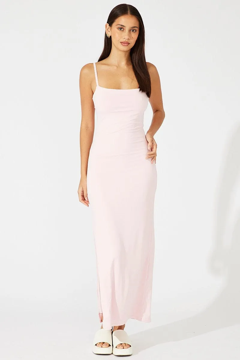 Pink Supersoft Slim Fit Maxi Dress Denim Soft