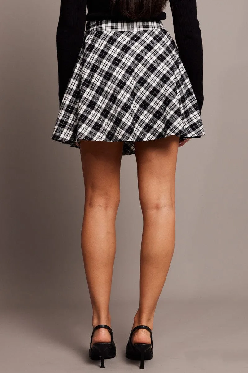 Black Check Skater Skirt Mini Creative Look
