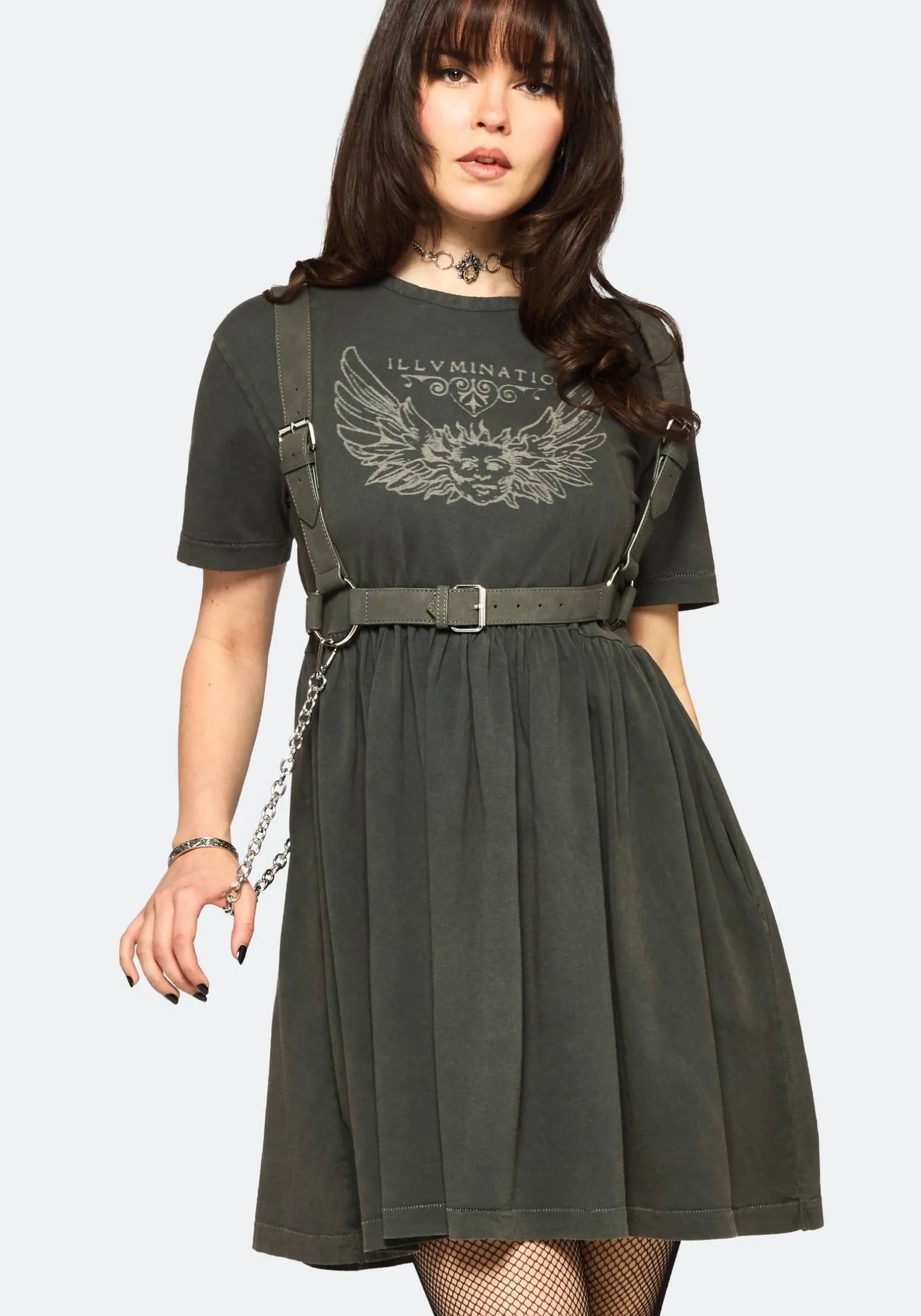 Party Fresh Illvminatio Bleach Graphic Cotton Mini Skater Dress