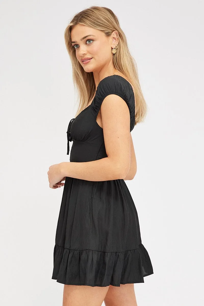 Black Fit And Flare Dress Mini High Beat Trendy Chic