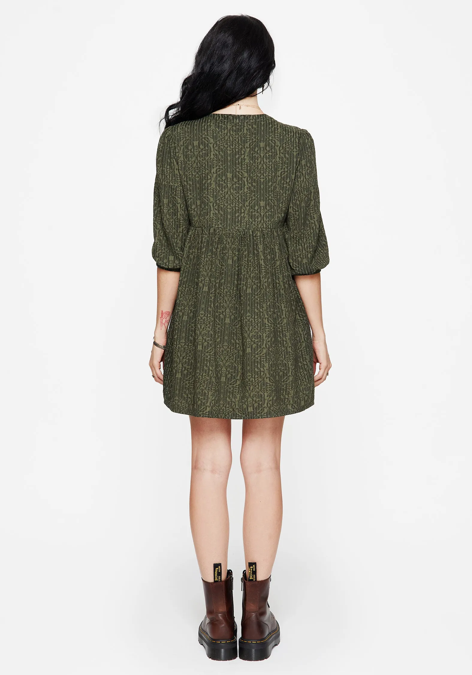 Francesca Dragon Printed Button Up Smock Mini Dress Tear Resistant Trendy Silhouette