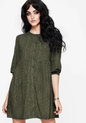 Spice Core Glow Hot Francesca Dragon Printed Button Up Smock Mini Dress