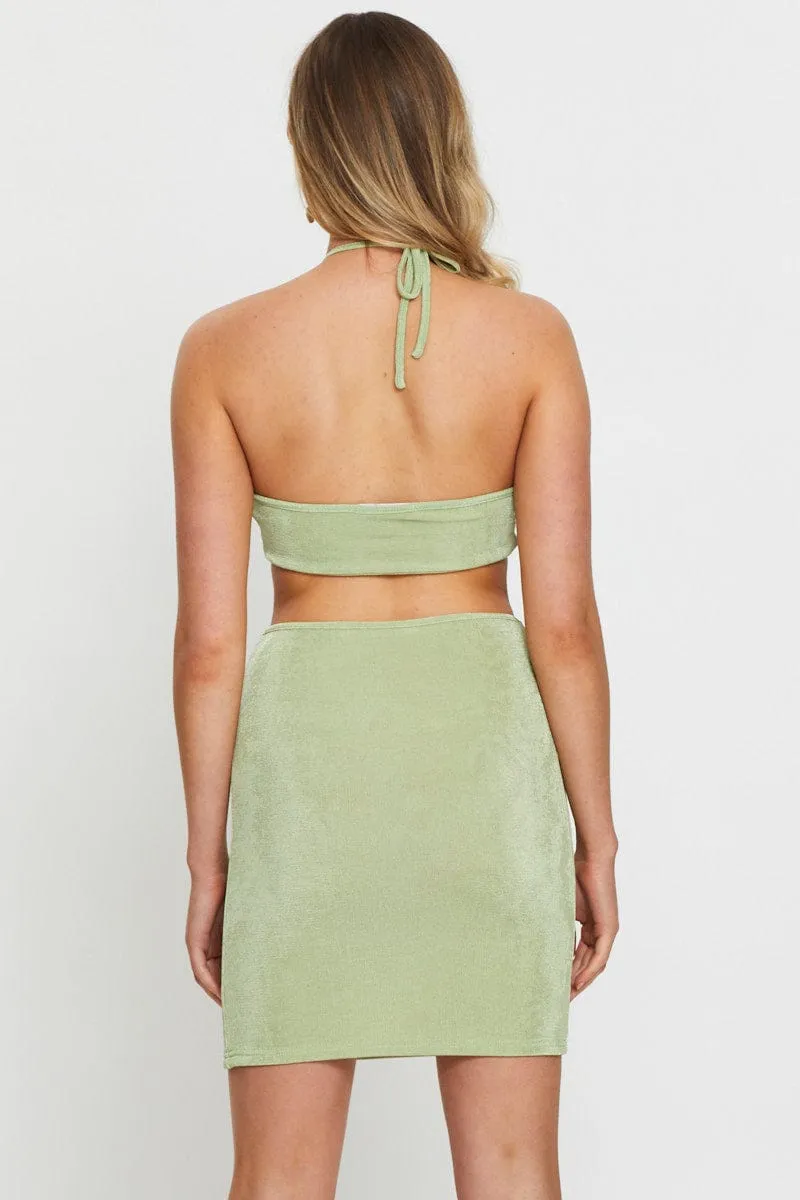 Urban Pop Green Mini Dress Sleeveless