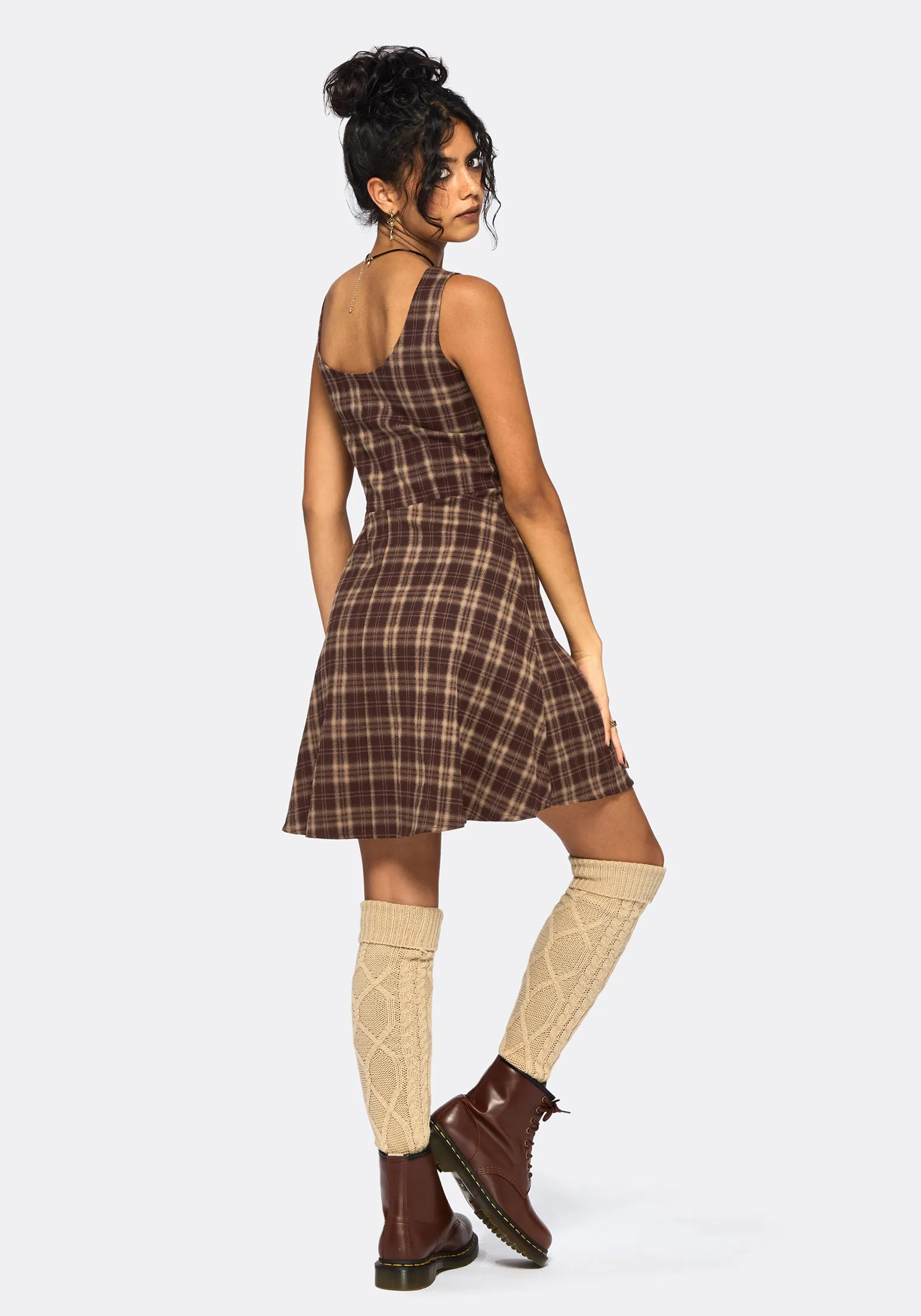 Relaxed mini for warm days Milo Check Pinafore Mini Dress