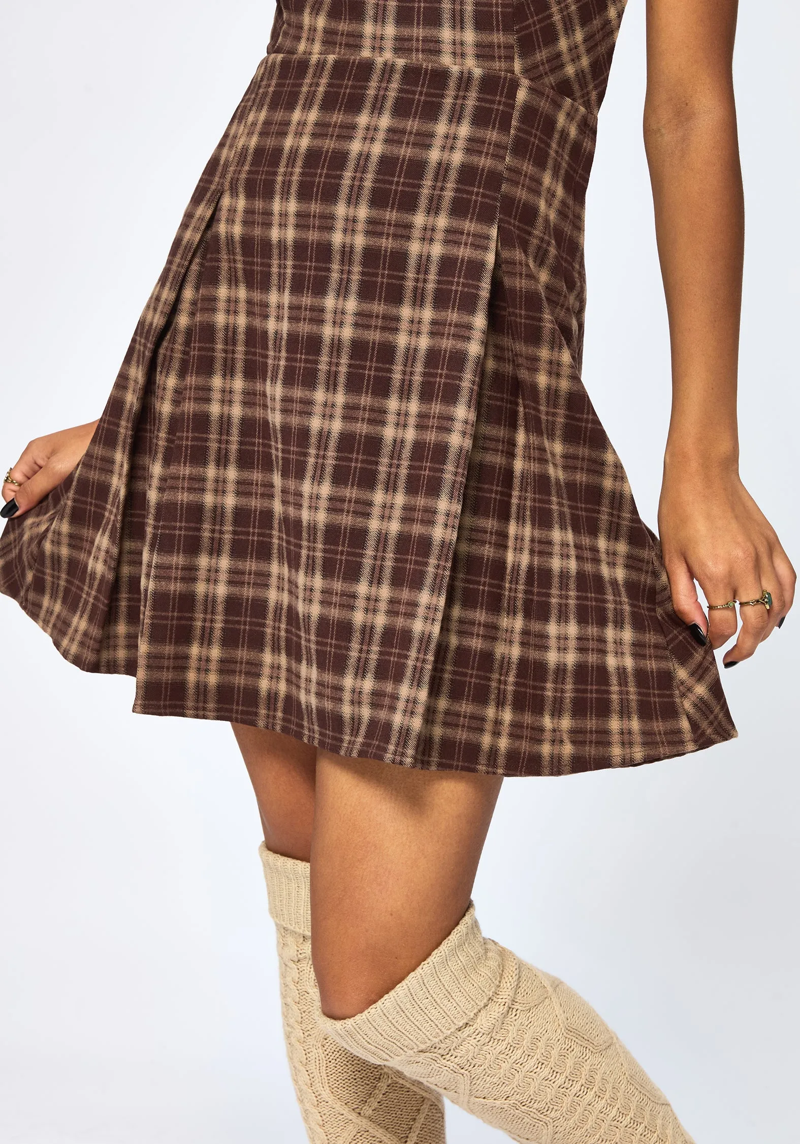 Highlight Zone Fashion Rebel Milo Check Pinafore Mini Dress
