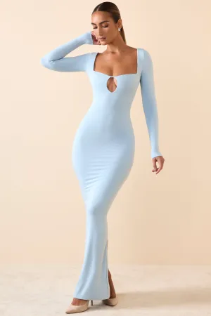 Sail View Sunset Glow Modal Keyhole Cut-Out Maxi Dress in Ice Blue