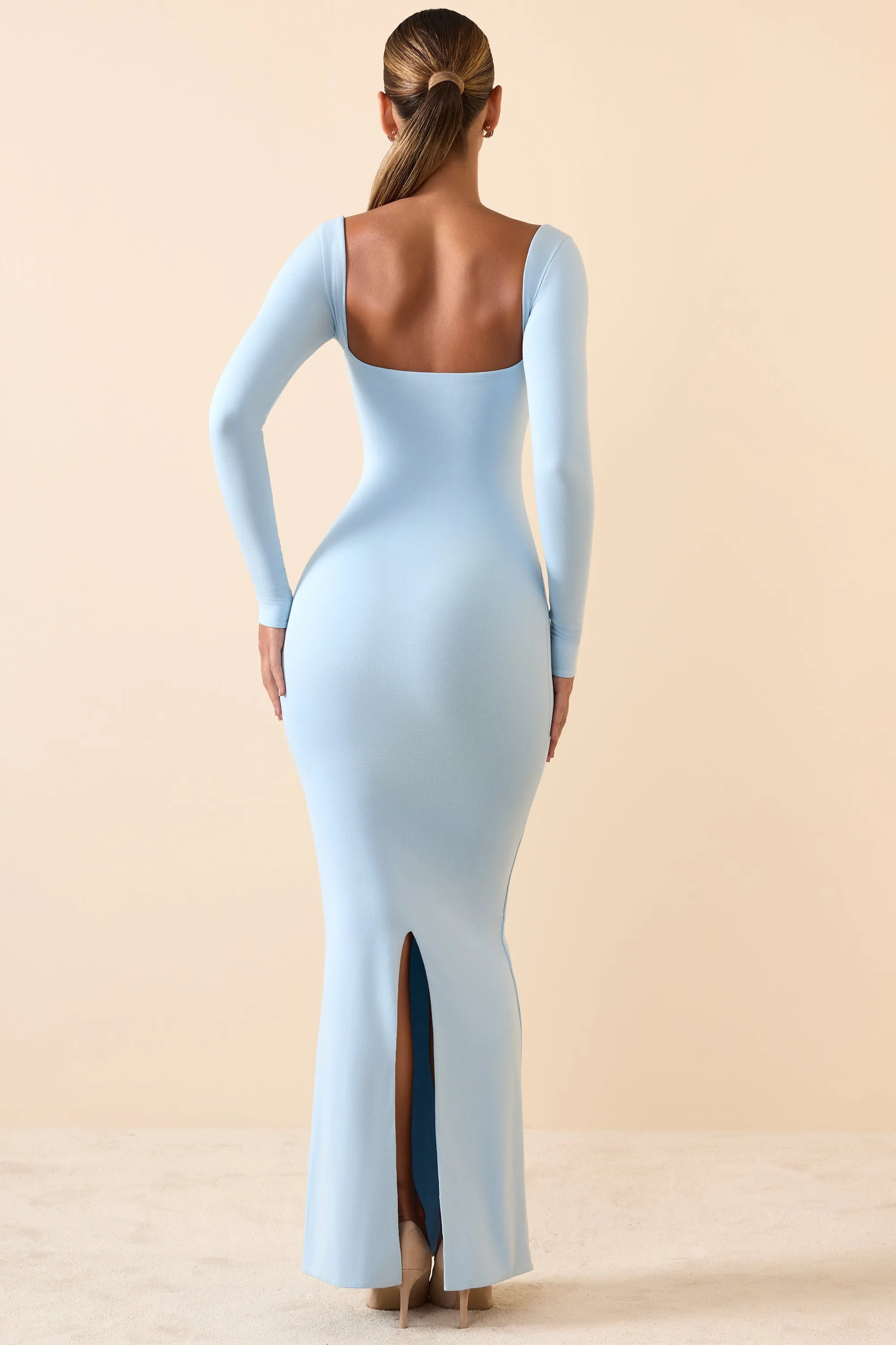 Perfect for a day out or a night on the town this dress offers endless styling possibilities Light and airy dress Modal Keyhole Cut-Out Maxi Dress in Ice Blue