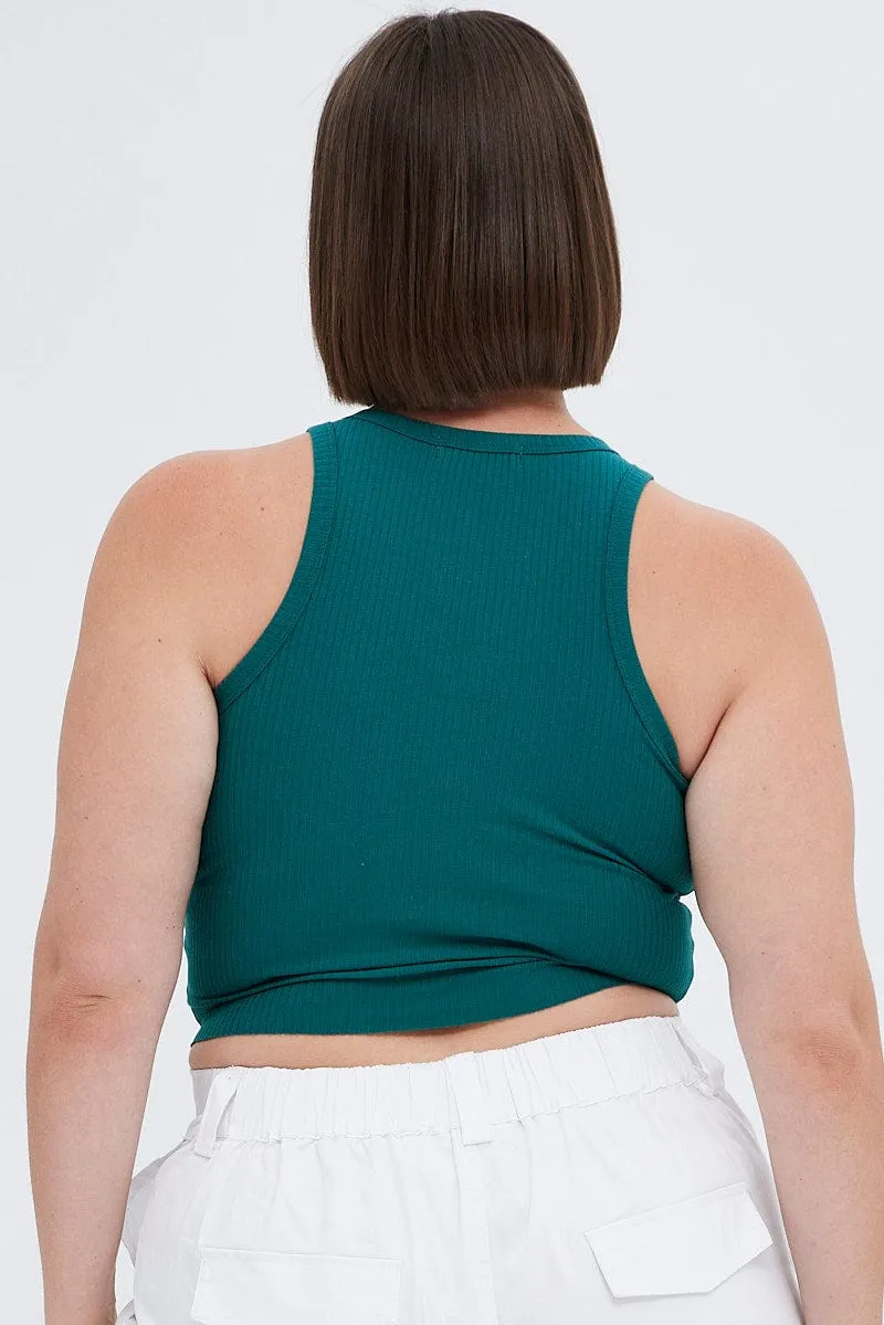 Green Graphic Tank Tennis Active Embroidered Jersey Timeless Fashion