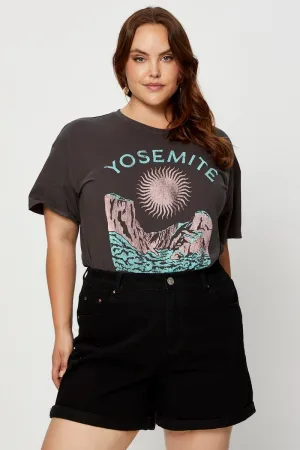 Active Fashion sale season Grey Graphic T-shirt Yosemite Short Sleeve Cotton
