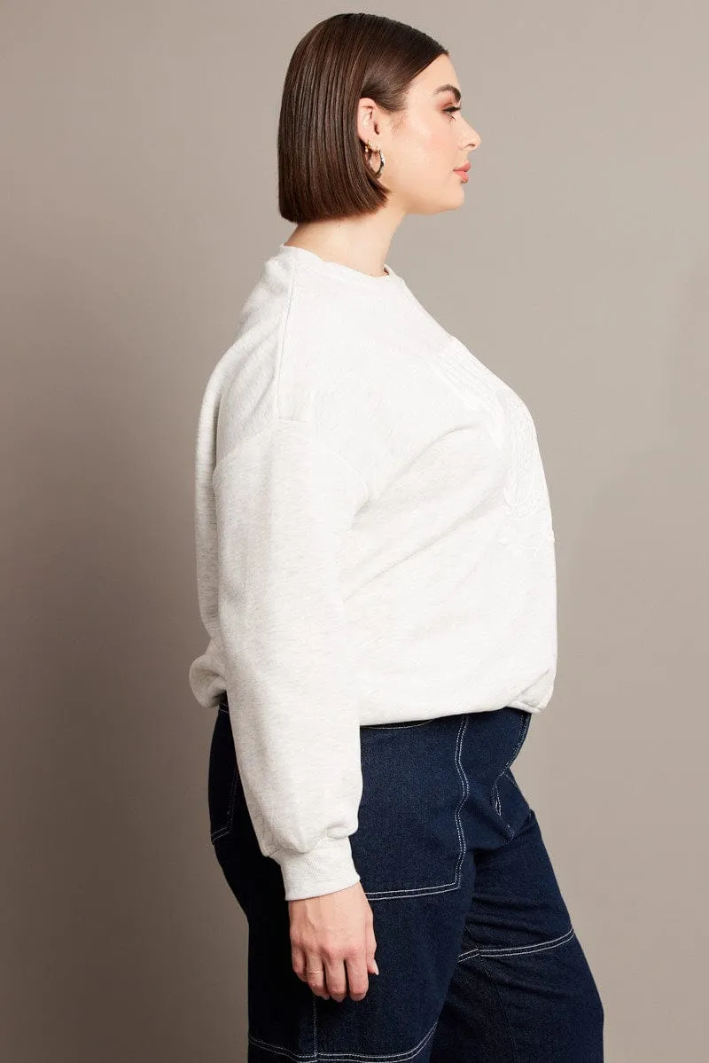 Grey Oversized Sweater Long Sleeve Crew Neck product fleece lining warmth family wear
