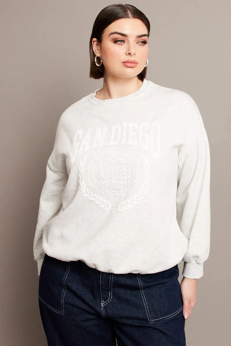 Grey Oversized Sweater Long Sleeve Crew Neck Sporty Layer product casual elegance factor
