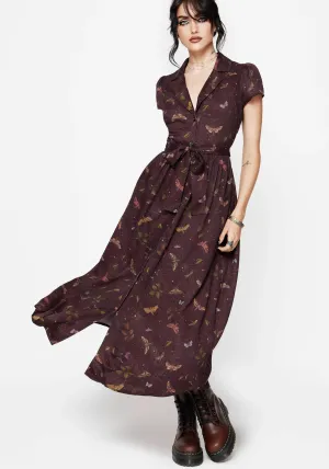 Celia Moth Printed Midaxi Shirt Dress Casual Style Sophisticated Look