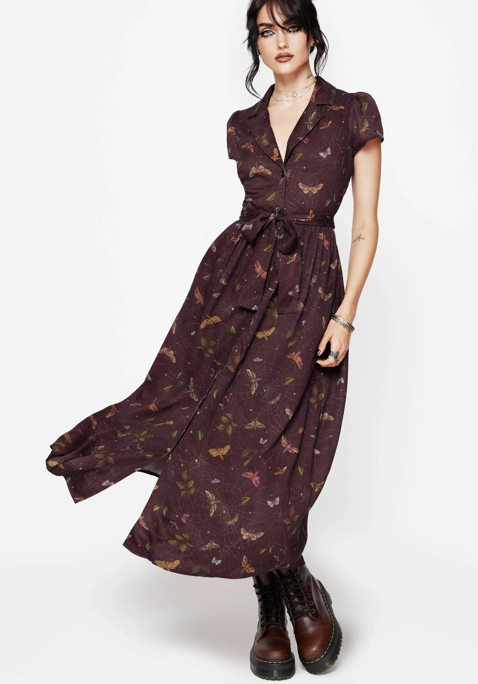 Celia Moth Printed Midaxi Shirt Dress Casual Style Sophisticated Look