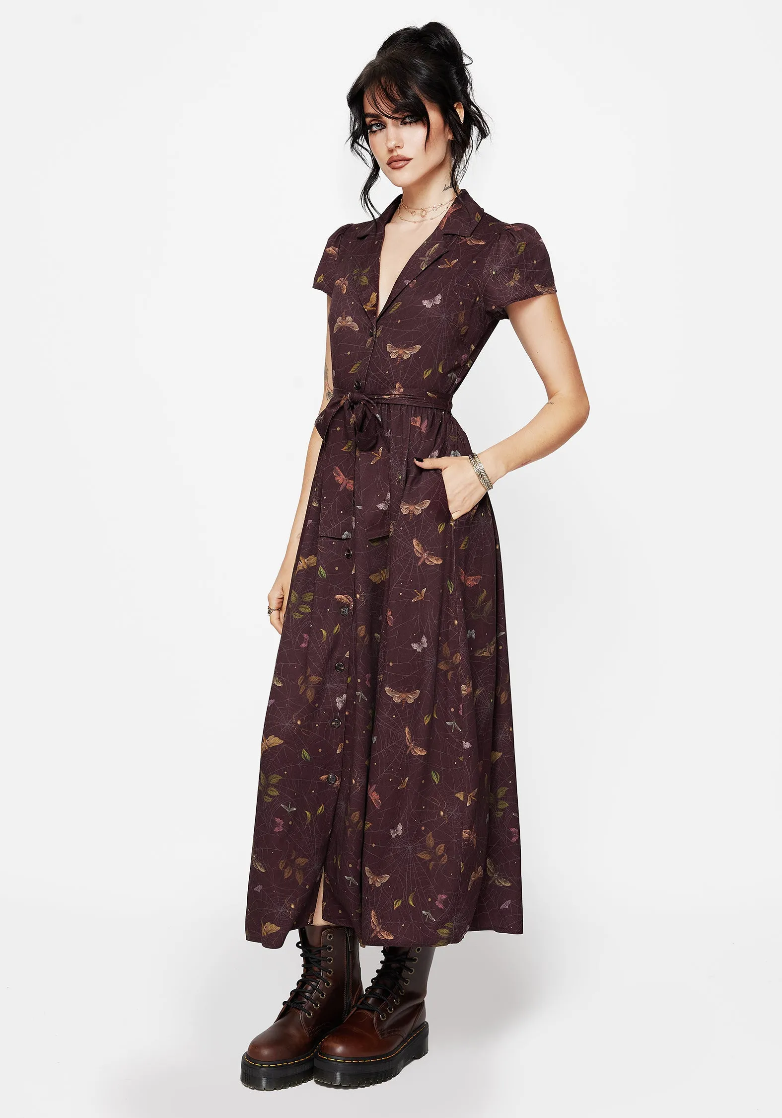 Fashionable knee-length piece Quick Change Celia Moth Printed Midaxi Shirt Dress