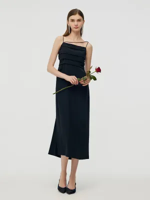 Triacetate Reversible Women Strap Midi Dress Elegant office dress Polished Design