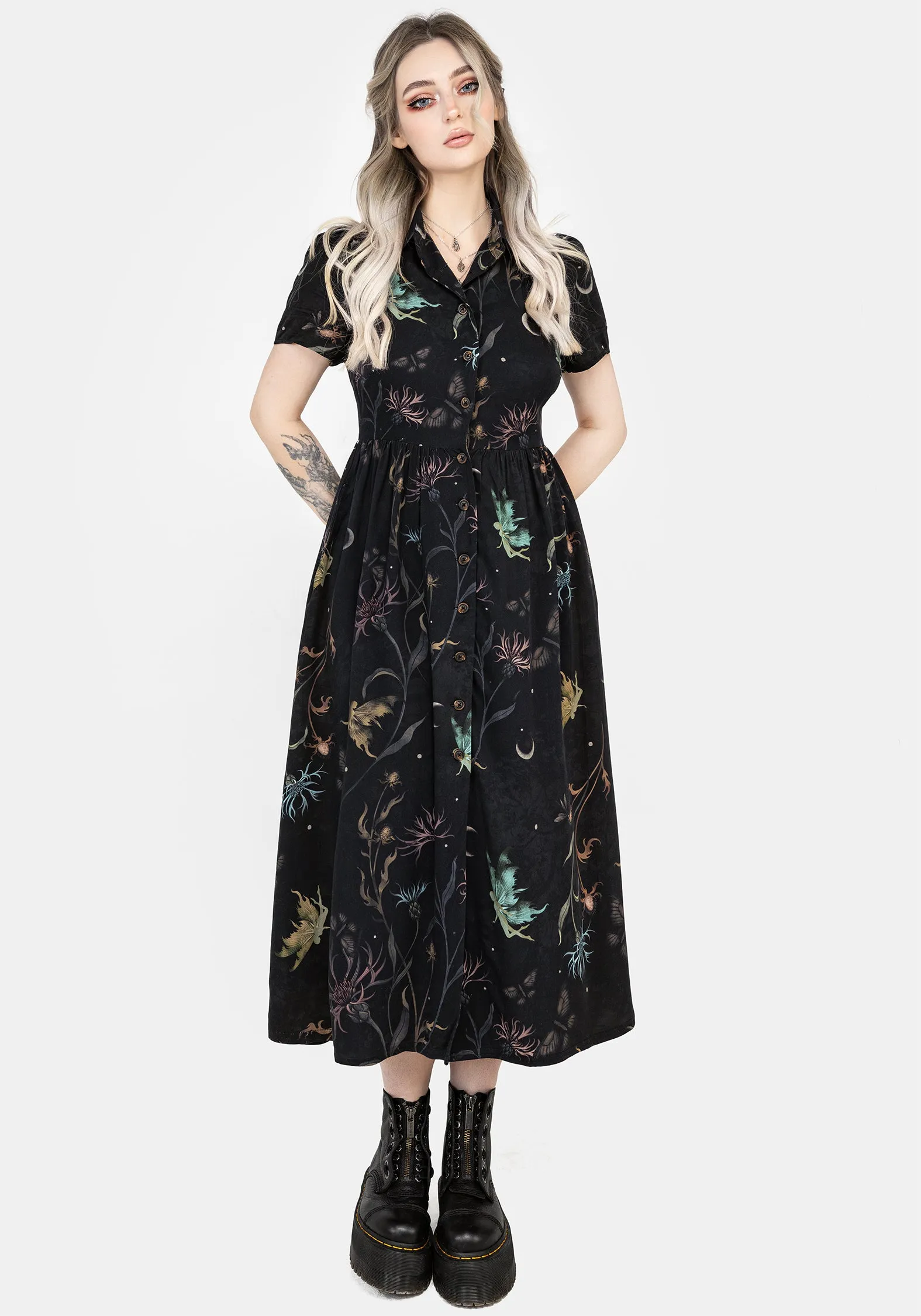 Rosanella Floral Print Midi Shirt Dress Maternity Look Chorus Night