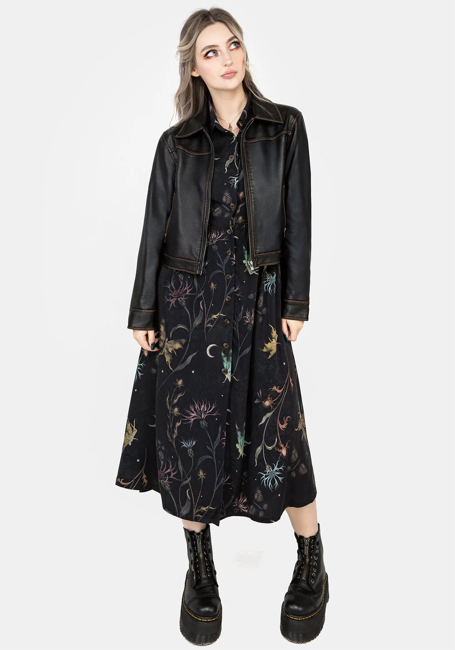 Rosanella Floral Print Midi Shirt Dress Sun Beam Moon View