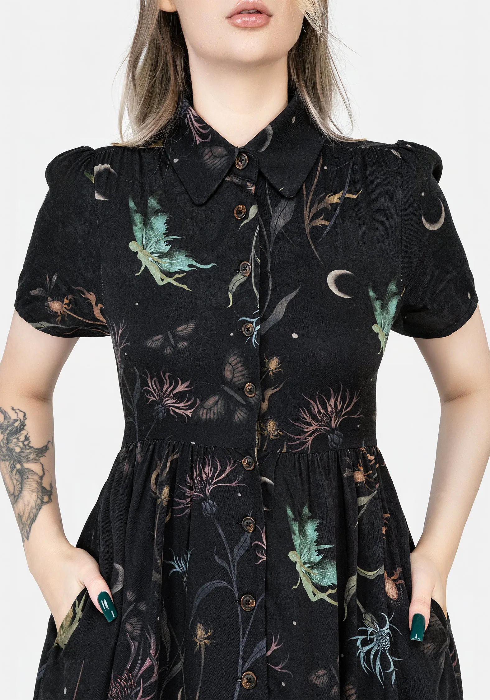 New Yorker Polished Look Rosanella Floral Print Midi Shirt Dress