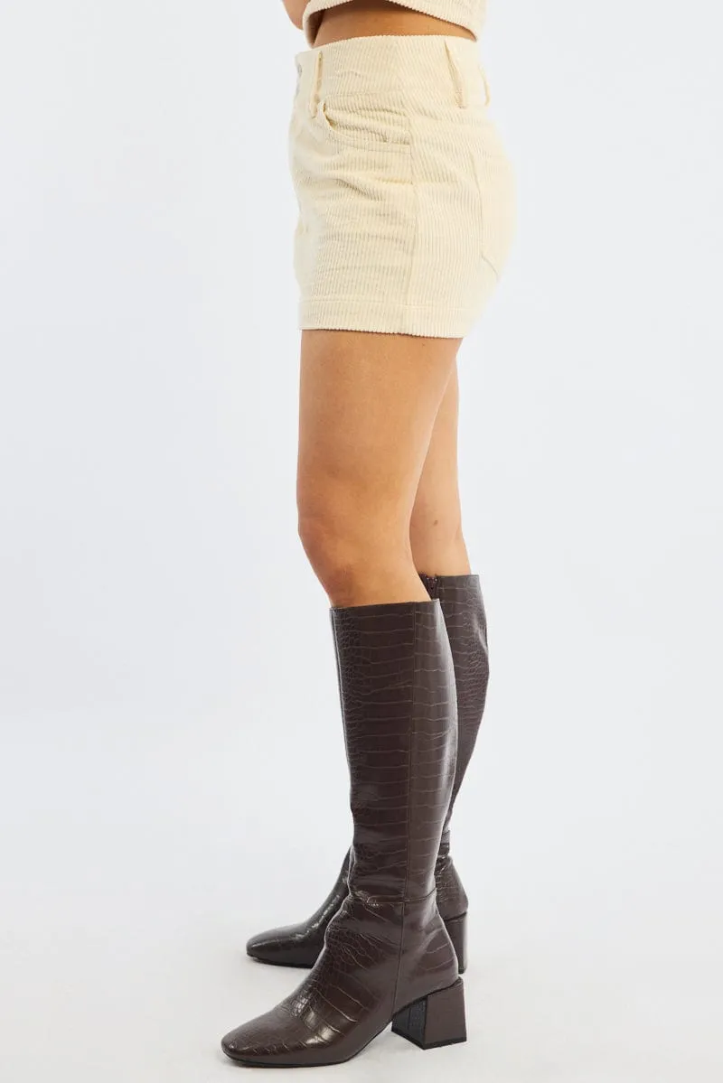 Day Ready Media Feature White Corduroy Mini Skirt High Waisted