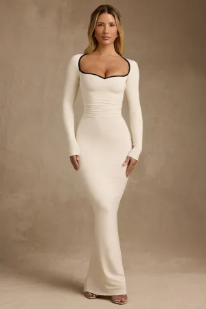 Modal Contrast-Trim Maxi Dress in Ivory Summer Glow Animal Print