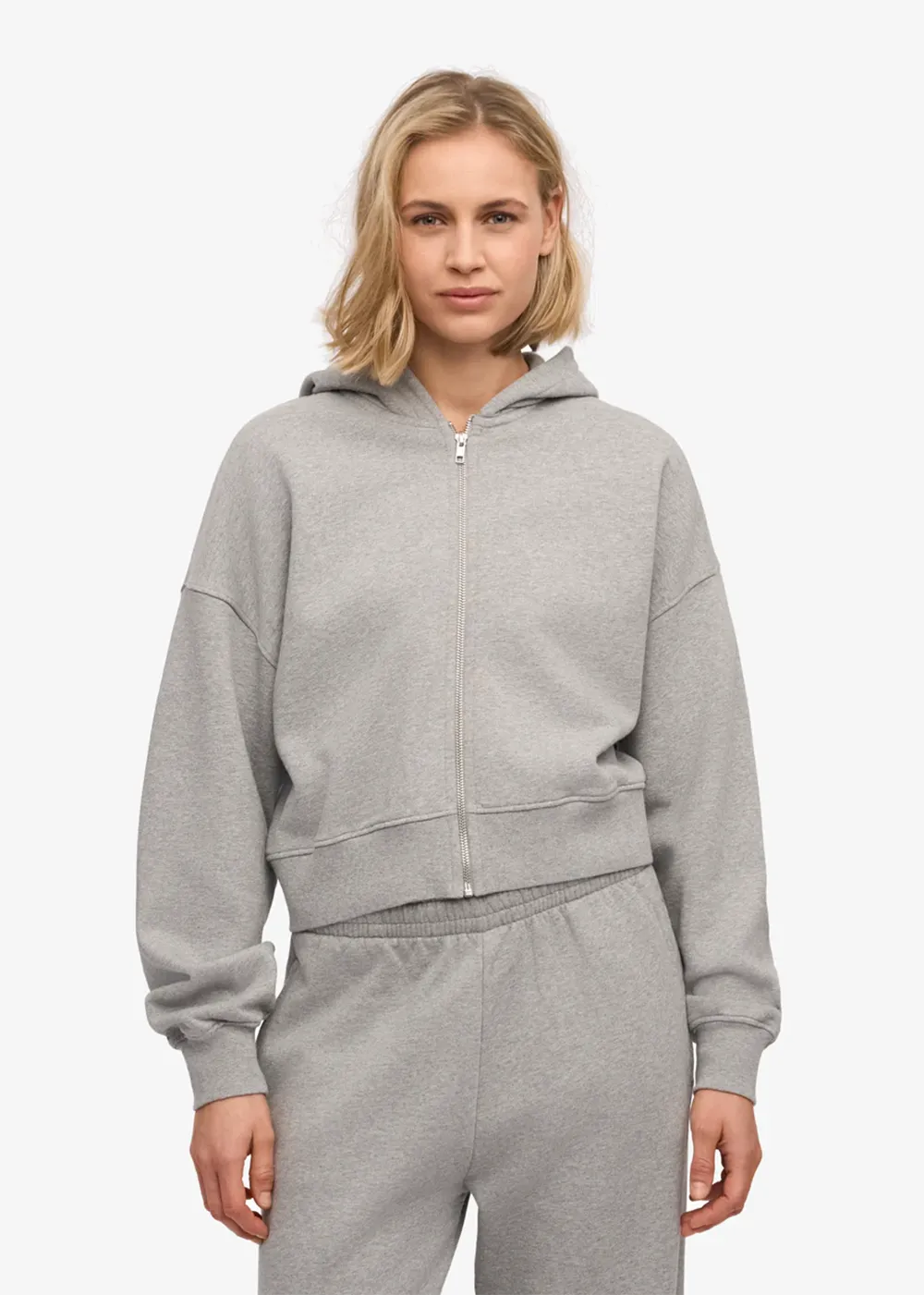 Relaxed Street Organic Crop Zip Hoodie