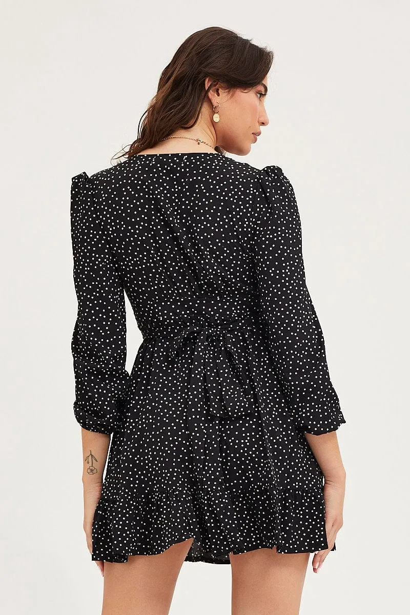 Champion Glow Storm Core Polka Dot Wrap Dress Long Sleeve Mini