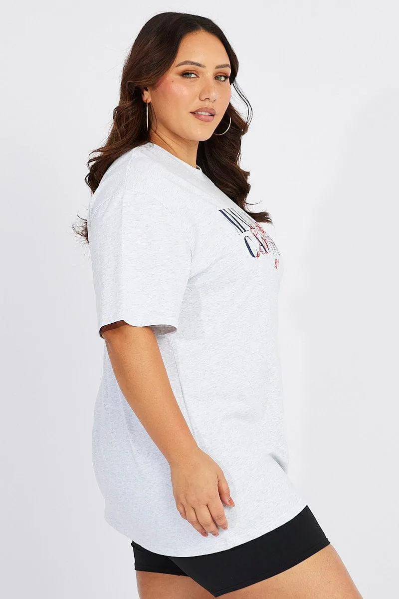 Soft Fit Wear Grey Graphic T-shirt Short Sleeve Crew Neck