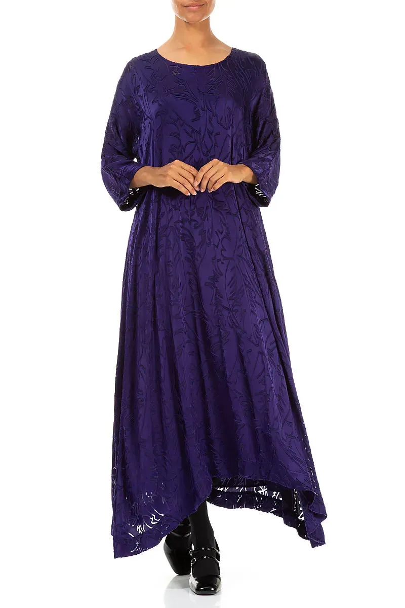 Tight Net Grace Ease Flared Devor?? Feather Royal Purple Silk Dress