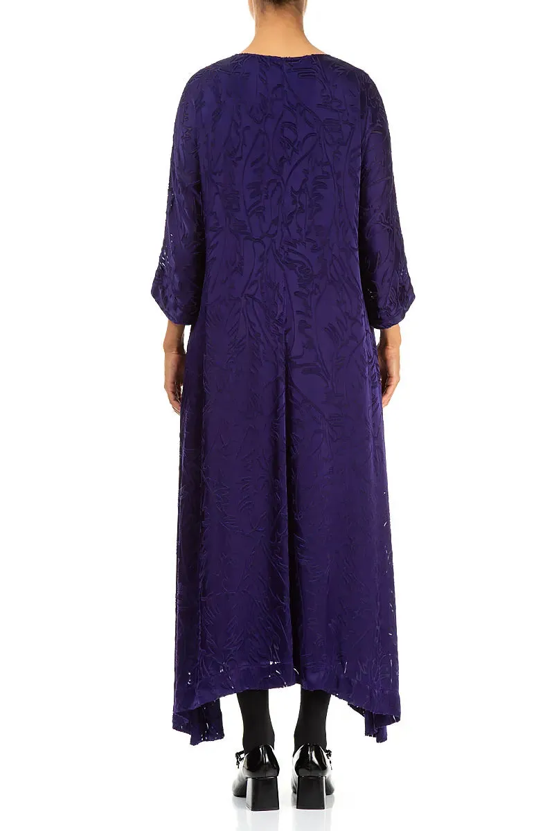 Flared Devor?? Feather Royal Purple Silk Dress Seasonal Style Work Wear