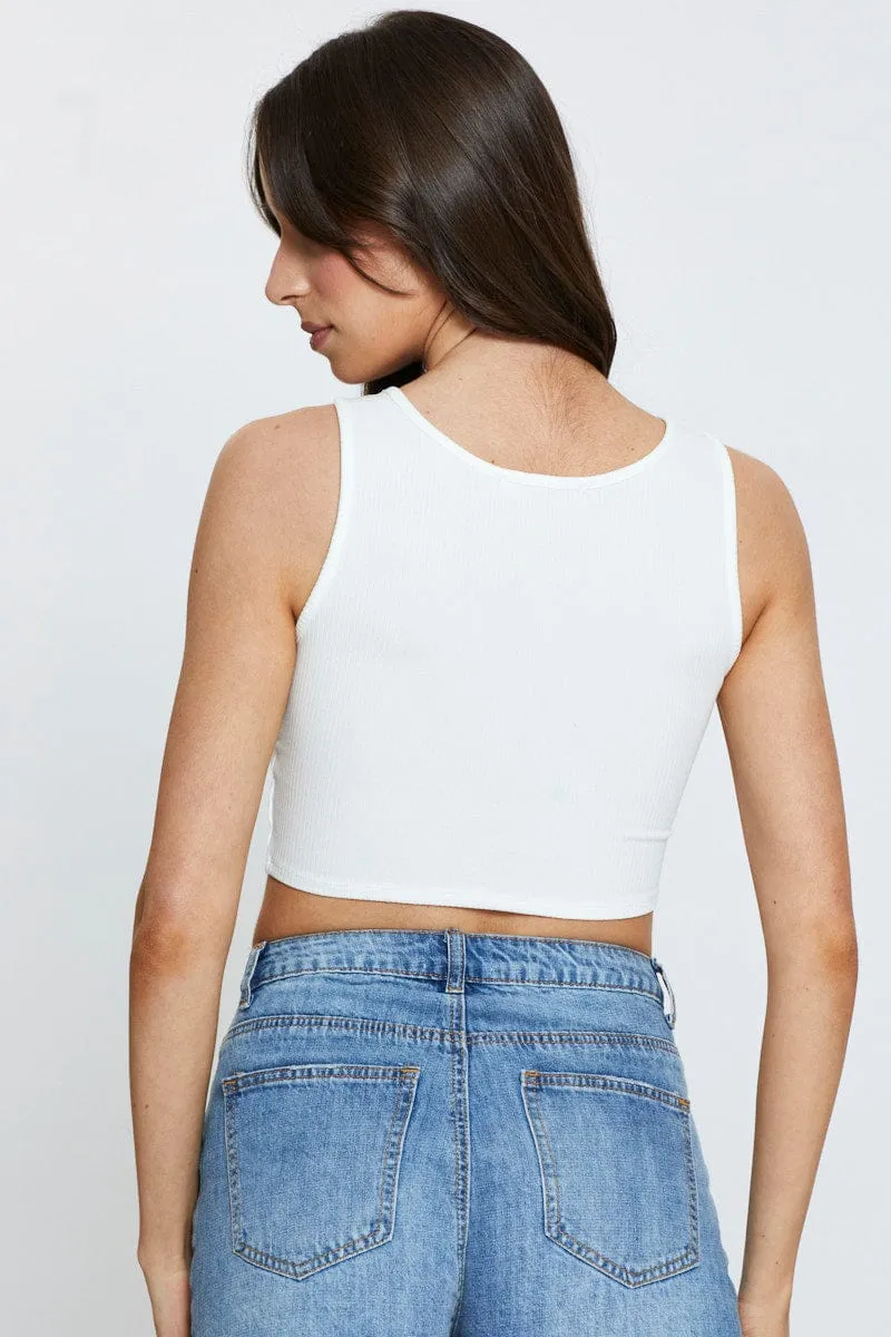 Comfy Style White Jersey Tank Ribbed