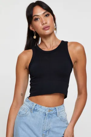 warm fleece Car Cool Black Tank Top Sleeveless Crew Neck Seamless