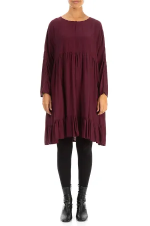 Energy Mood Pleated Wine Silk Bamboo Dress