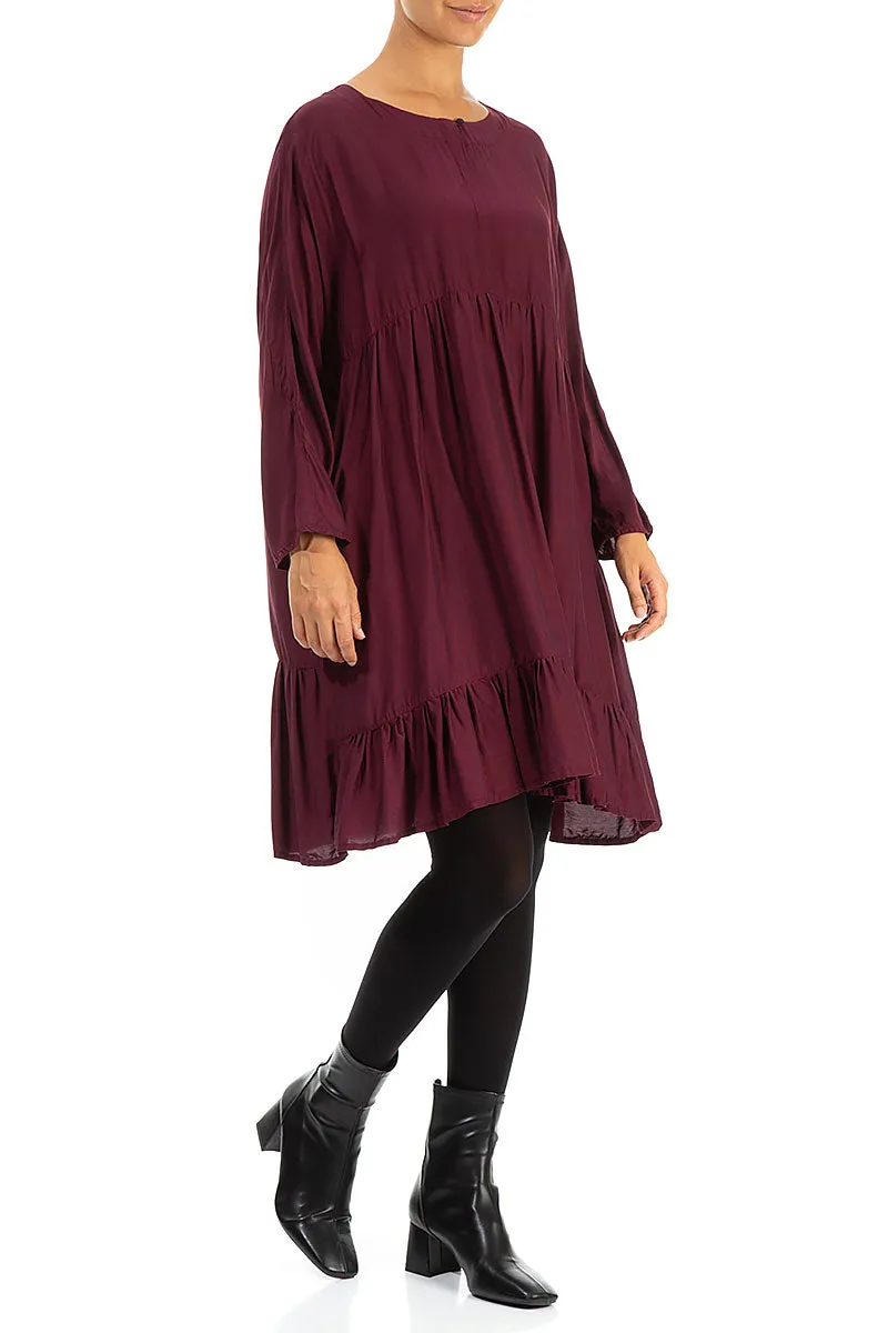 Elegant Pants NonSlipTrim Pleated Wine Silk Bamboo Dress