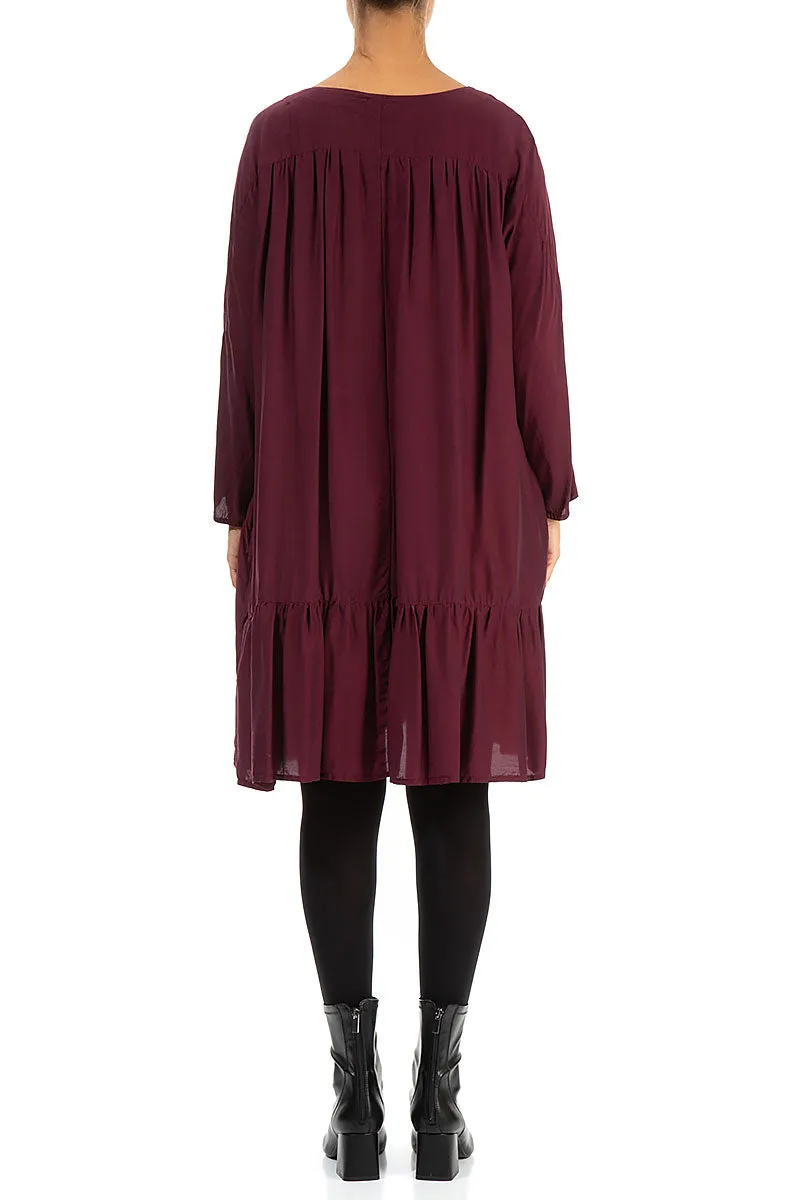 SlipResistantWaistband Chic Fit Pleated Wine Silk Bamboo Dress