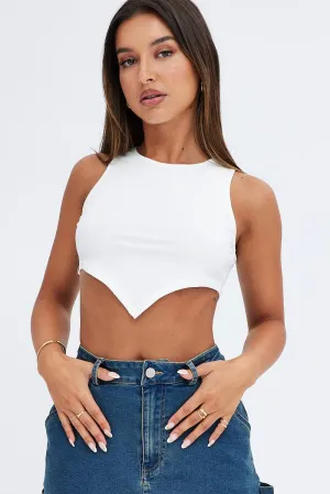 Fine Weave Future Edge White Scarf Tank Top