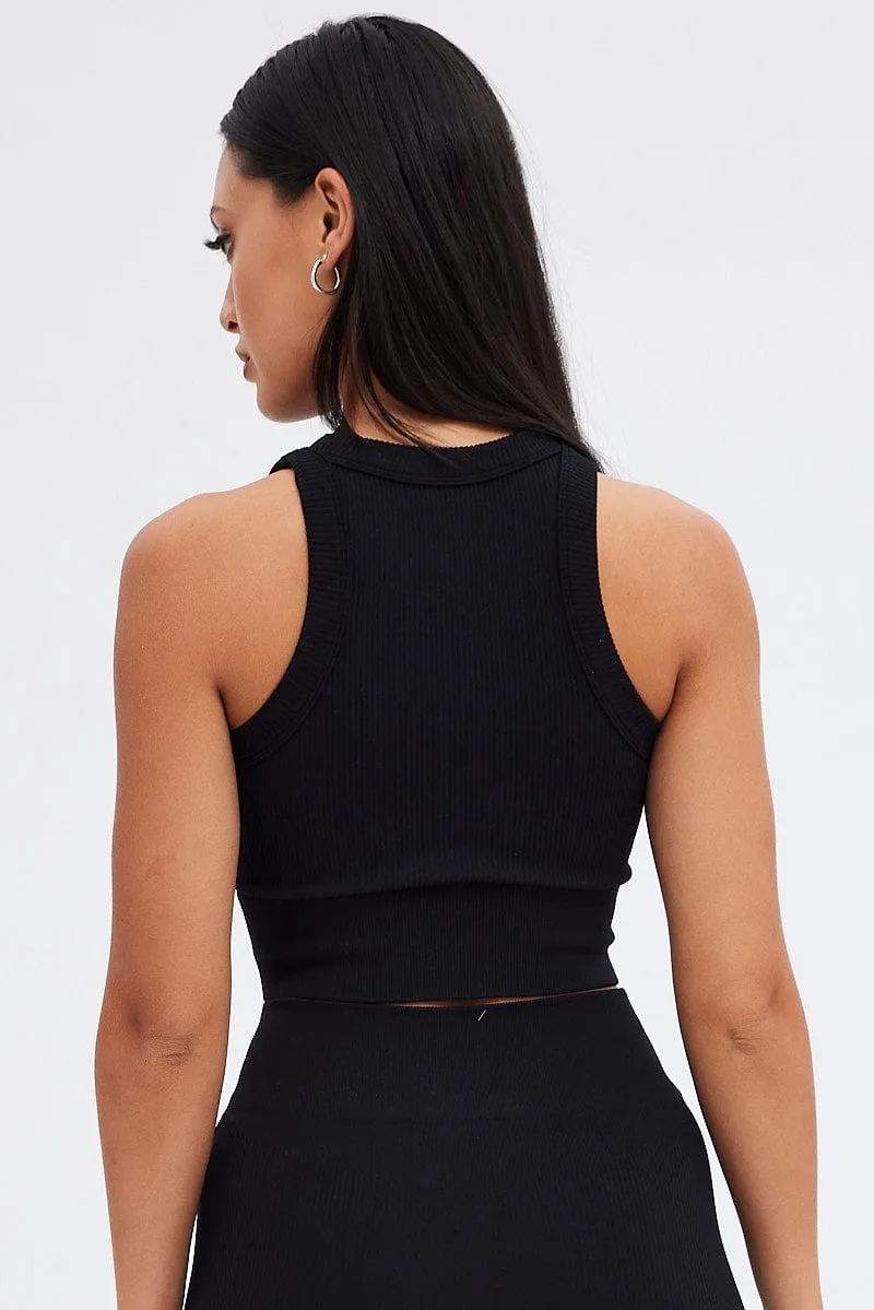 Black Tank Top Seamless Activewear Creative Glow Repair Fit