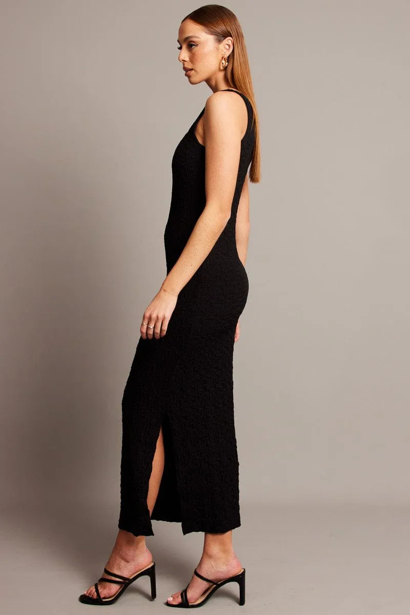 HighDurabilityClothing Dynamic Glow Black Bodycon Dress Sleeveless Textured