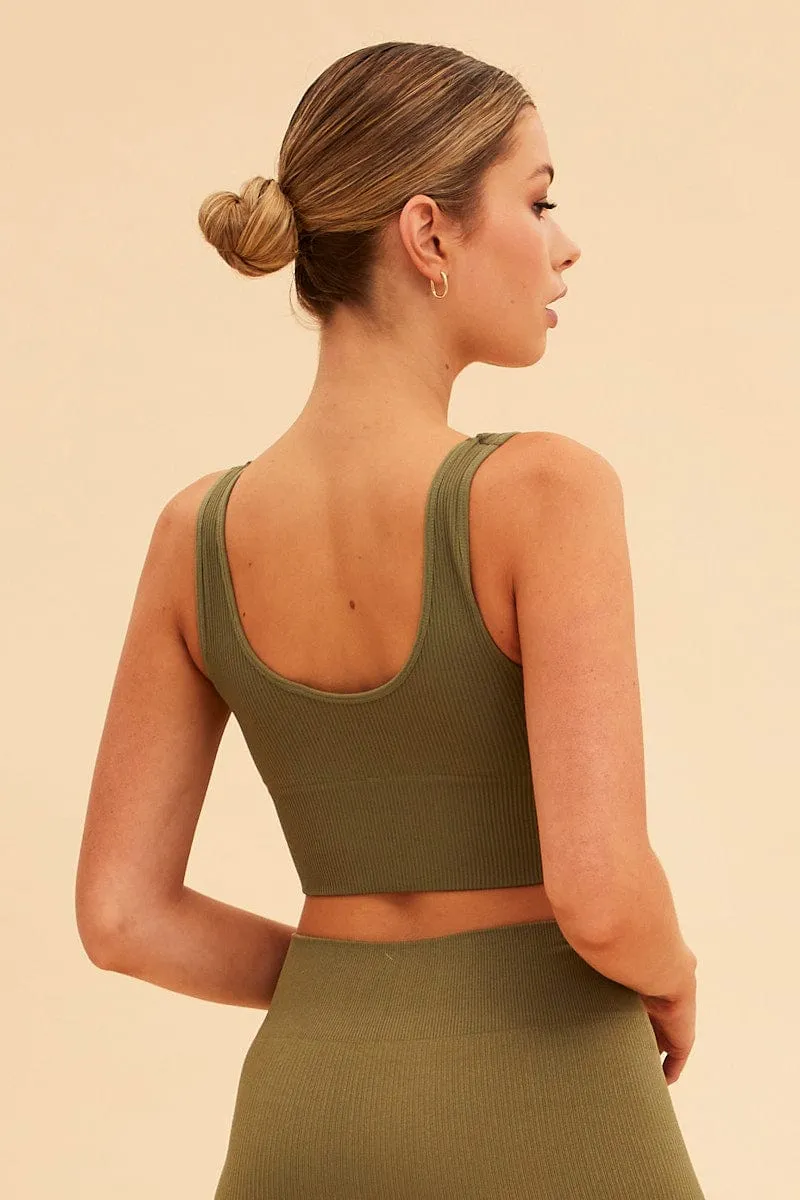 Basic Wear Green Nico Seamless Crop Top