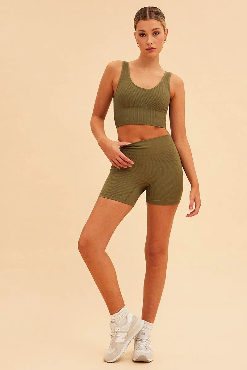 Green Nico Seamless Crop Top Trend Vibe FlexibleCollarDesign